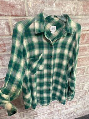 BDG Urban Outfitters Keanu plaid flannel shirt oversized green and cream Size M